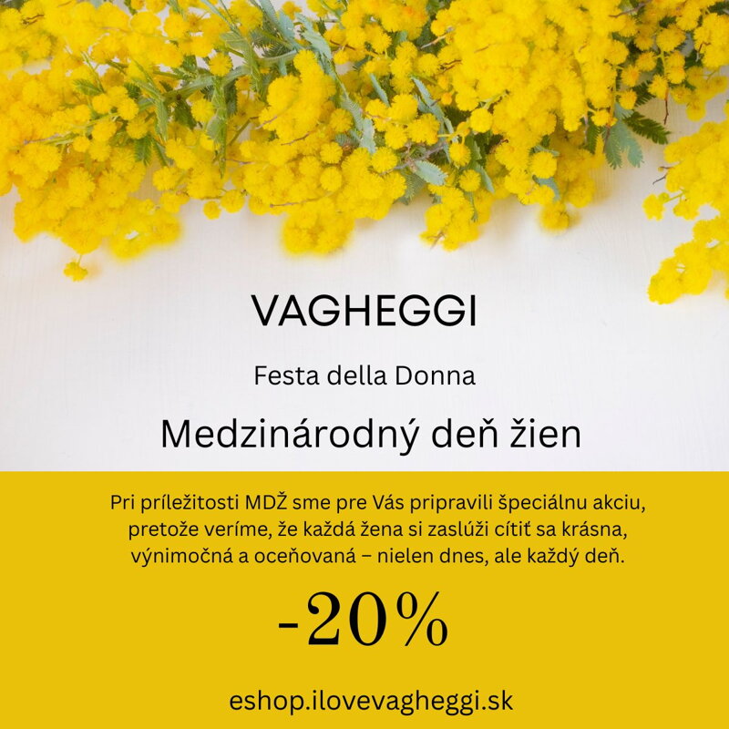 Oslávte s nami sviatok žien inšpirovaný talianskou tradíciou. Akcia trvá od 02.03.2026 do 08.03.2026 vrátane, alebo do vypredania zásob. Nie je kombinovateľná s inými zľavami alebo bónusmi.